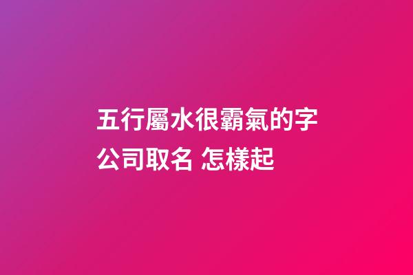五行屬水很霸氣的字公司取名 怎樣起-第1張-公司起名-玄機派